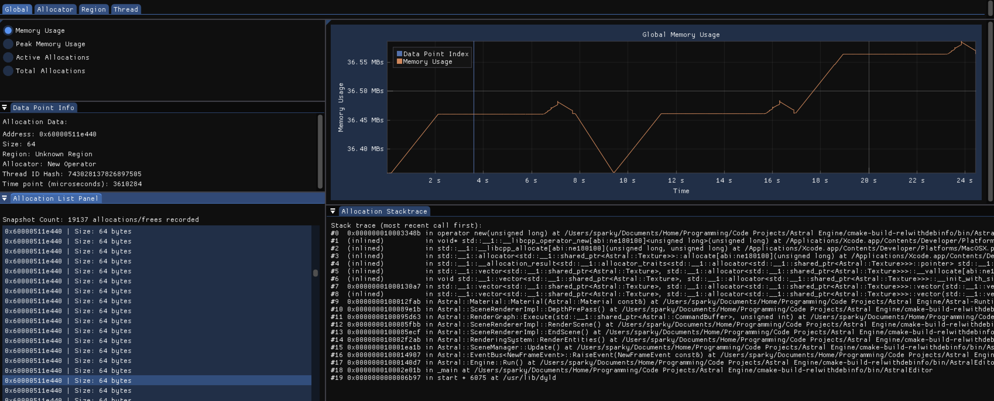 Picture of Memory Allocation Tracker UI